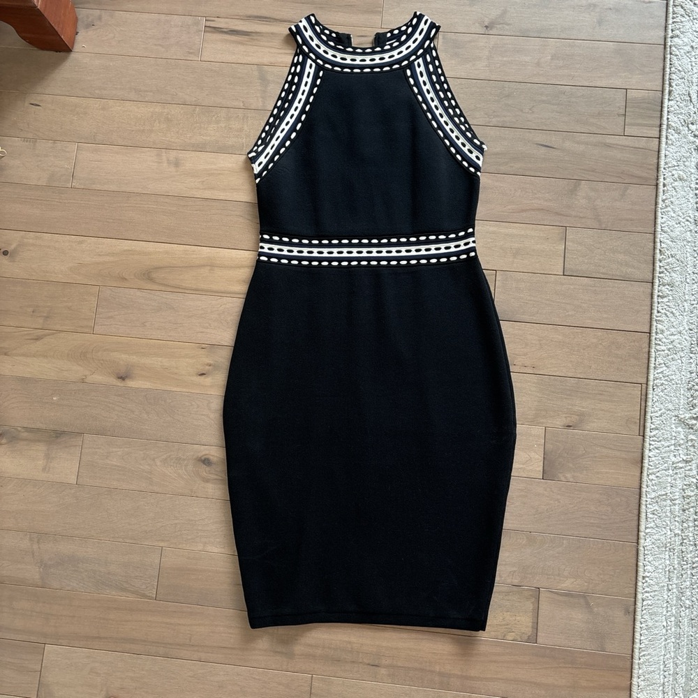Milly Black and White Trim Midi Dress